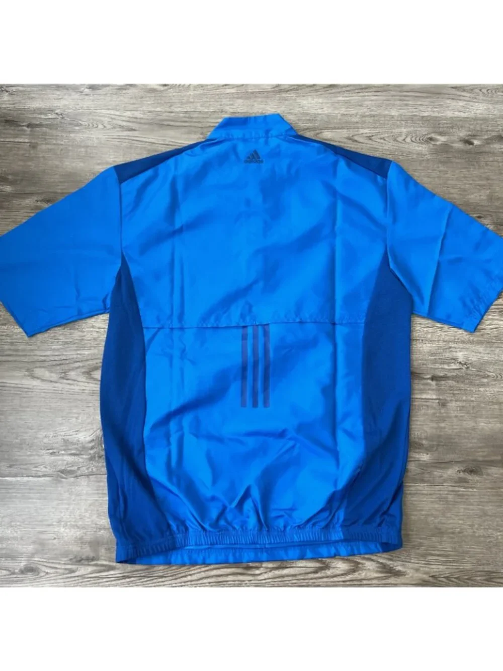 Adidas Windbreaker Shirt Blue Quarter Zip Short Sleeve Mens Small New